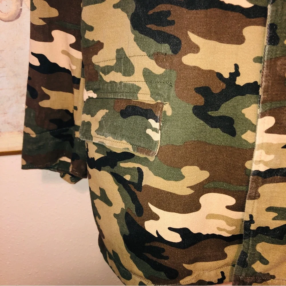 Sz M Asmax Haoduoyi Brown & Green Boho Camo Jacket - Picture 13 of 16